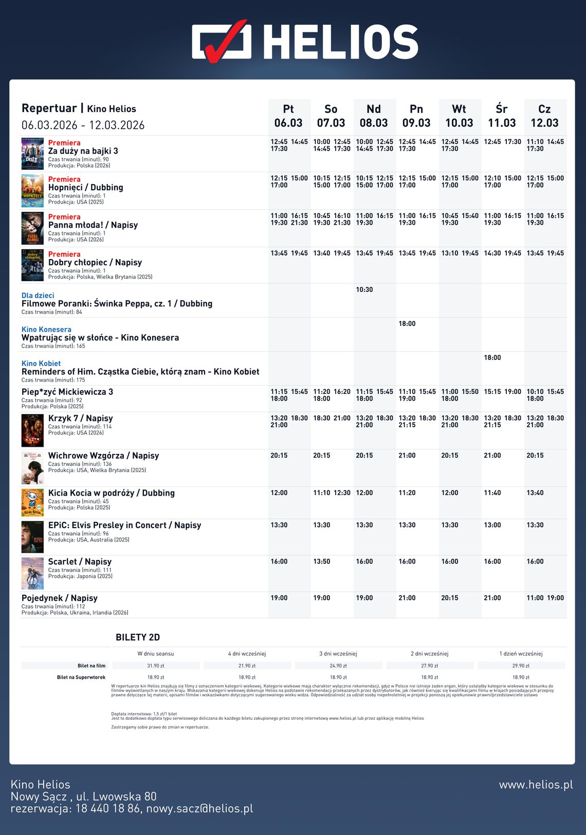 Kino Helios w Nowy Sączu zaprasza