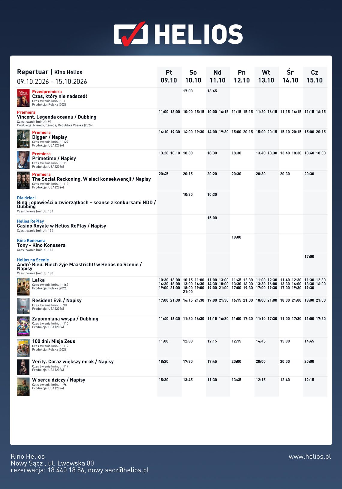 Kino Helios w Nowy Sączu zaprasza