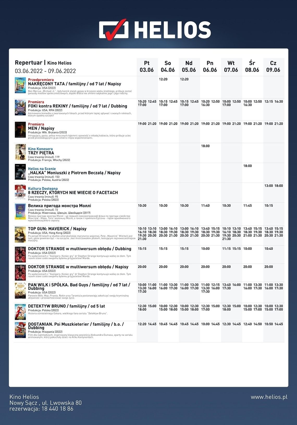 Kino Helios w Nowym Sączu zaprasza