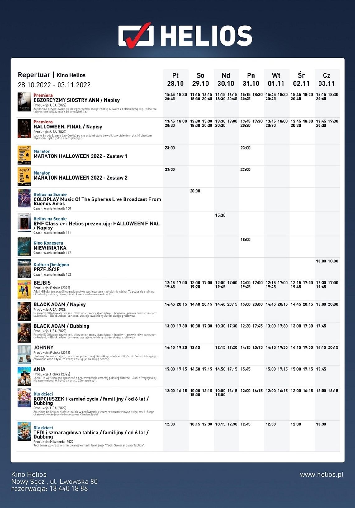 Kino Helios w Nowym Sączu zaprasza