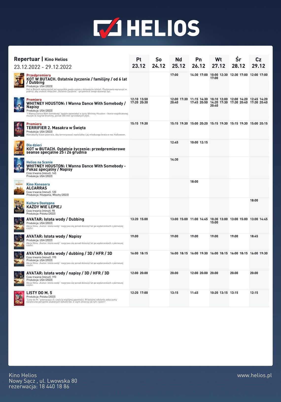 Kino Helios w Nowym Sączu zaprasza