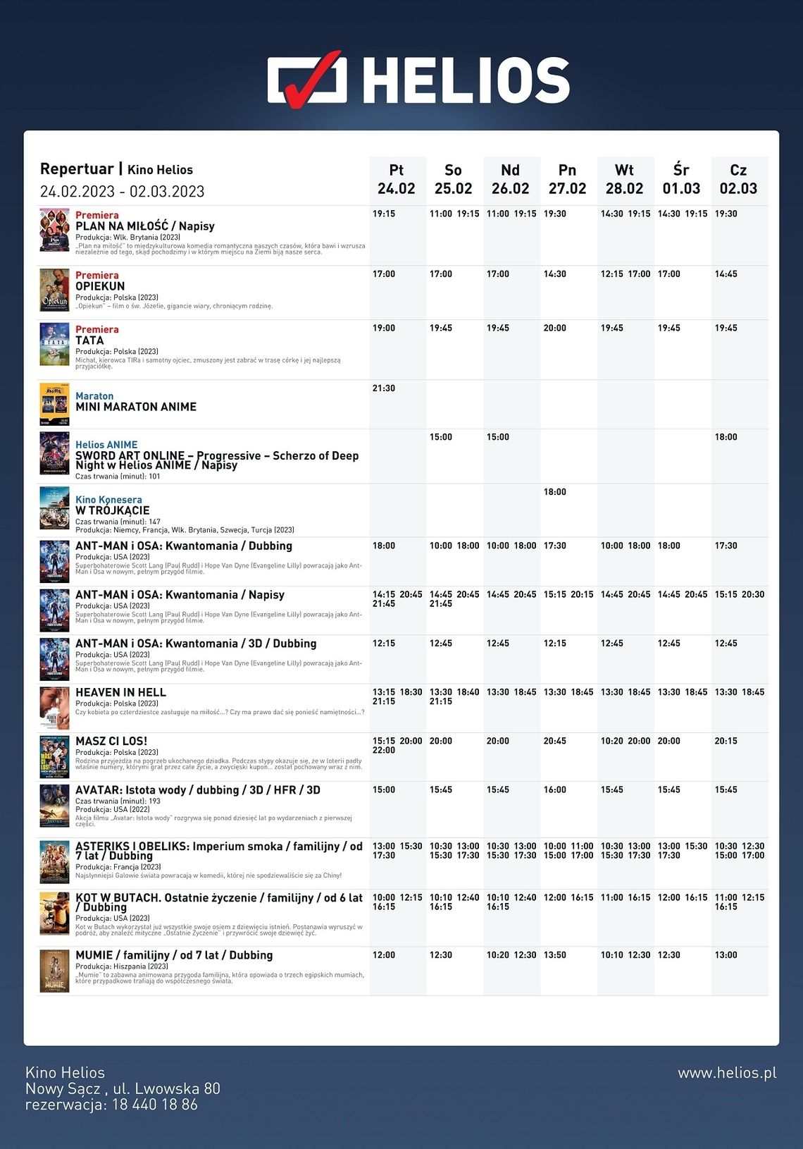 Kino Helios w Nowym Sączu zaprasza