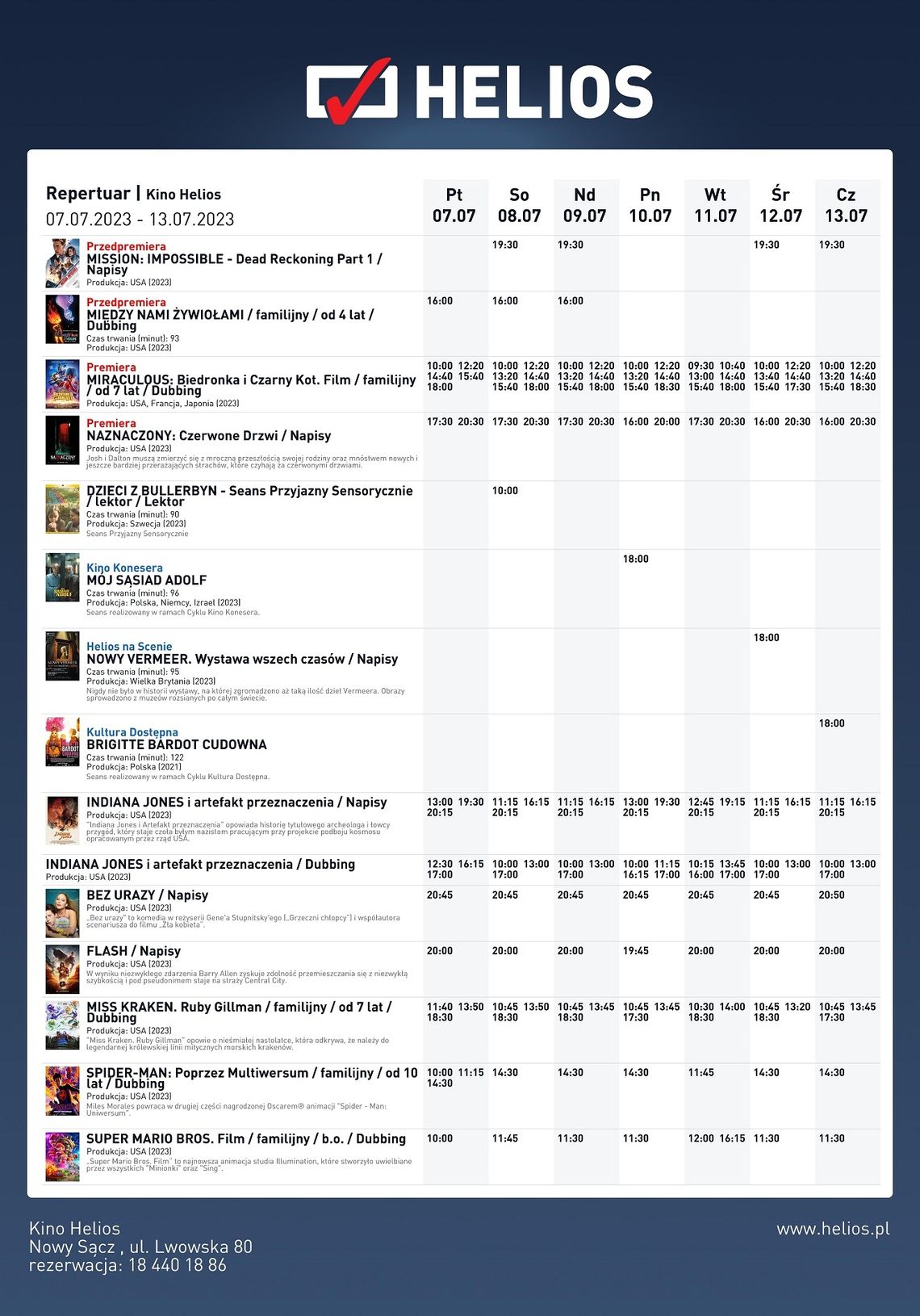 Kino Helios zaprasza