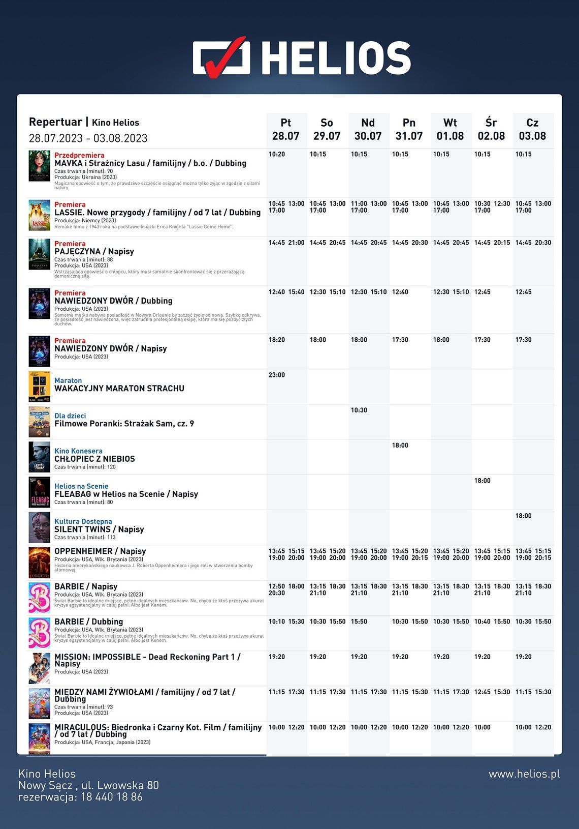 Kino Helios zaprasza