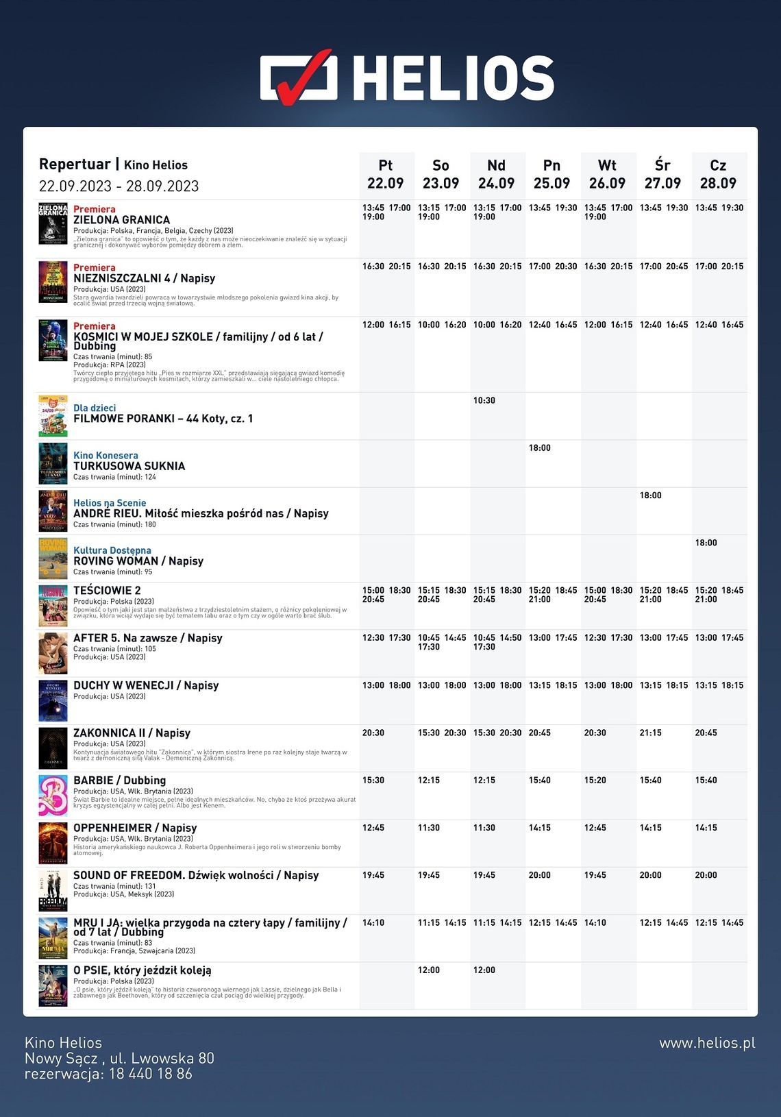 Kino Helios zaprasza