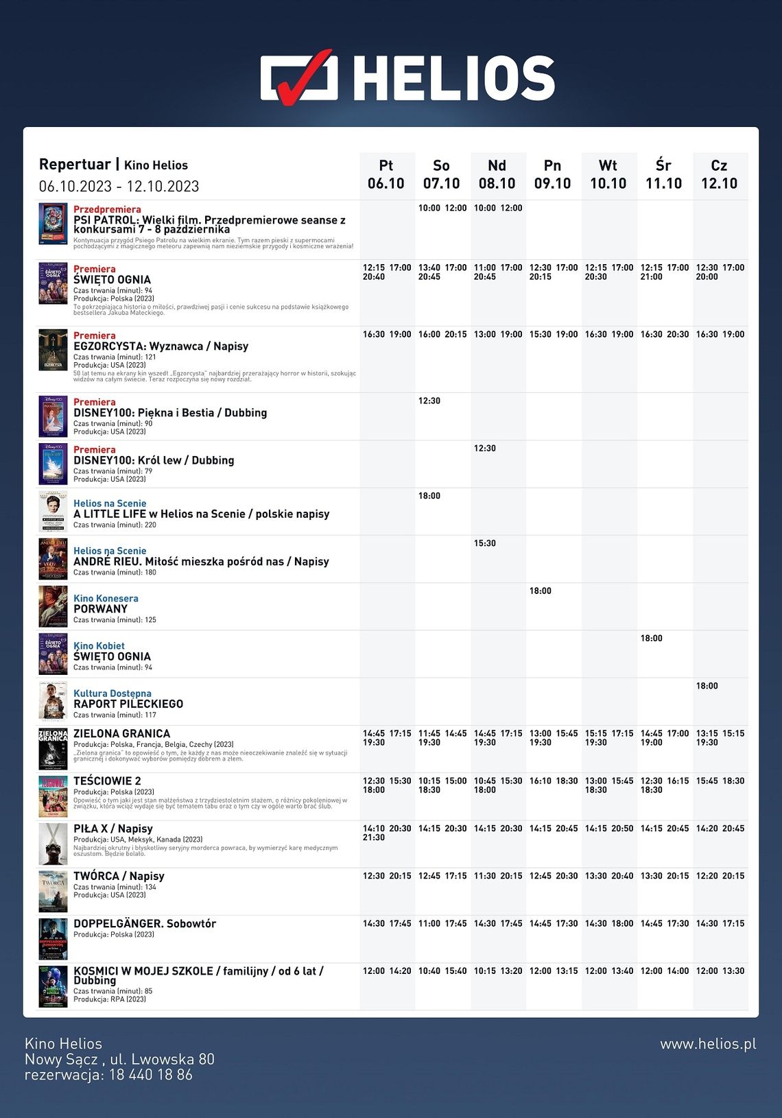 Kino Helios zaprasza