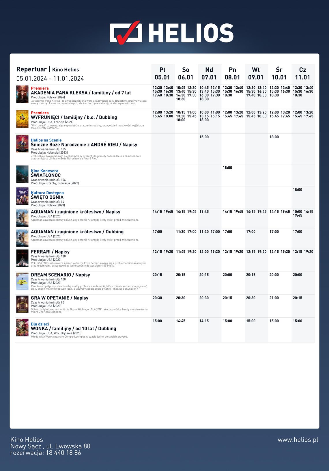 Kino Helios zaprasza