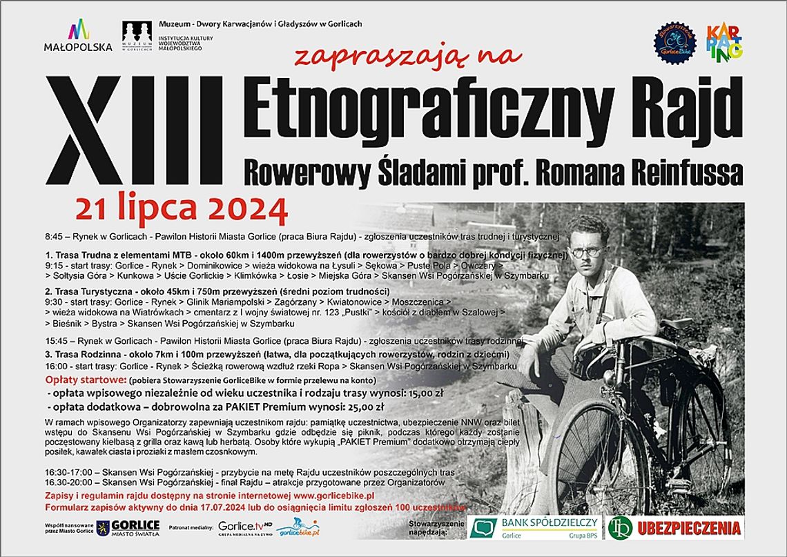 Pod naszym patronatem: XIII ETNOGRAFICZNY RAJD ROWEROWY ŚLADAMI PROF. ROMANA REINFUSSA. Serdecznie zapraszamy!