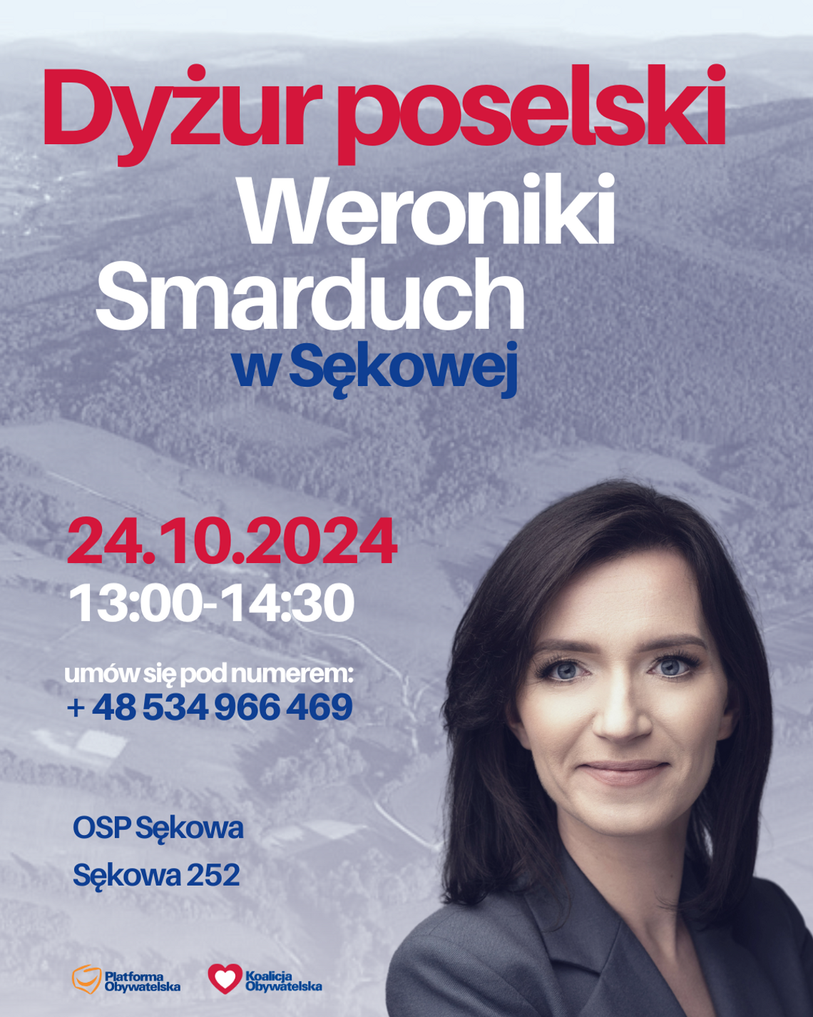 Posłanka na Sejm RP, Weronika Smarduch, zaprasza mieszkańców powiatu gorlickiego na dyżur poselski