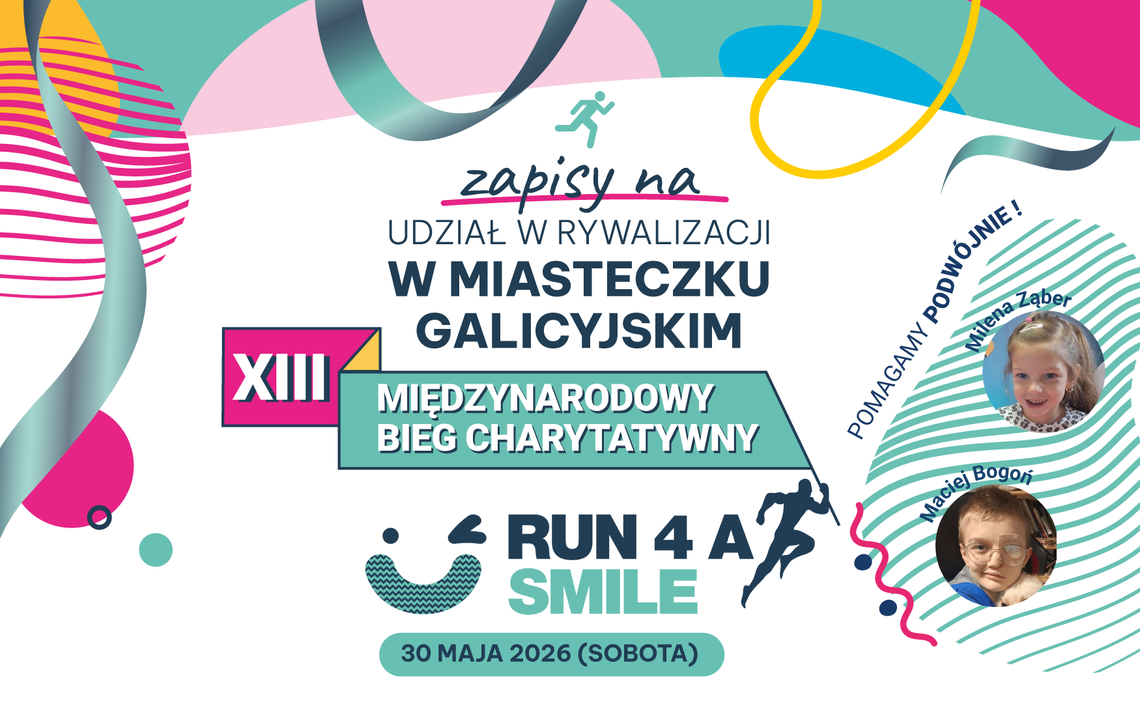 W XIII Międzynarodowym Biegu Charytatywnym Run 4 a Smile  pobiegniemy dla Macieja Bogonia z Małastowa