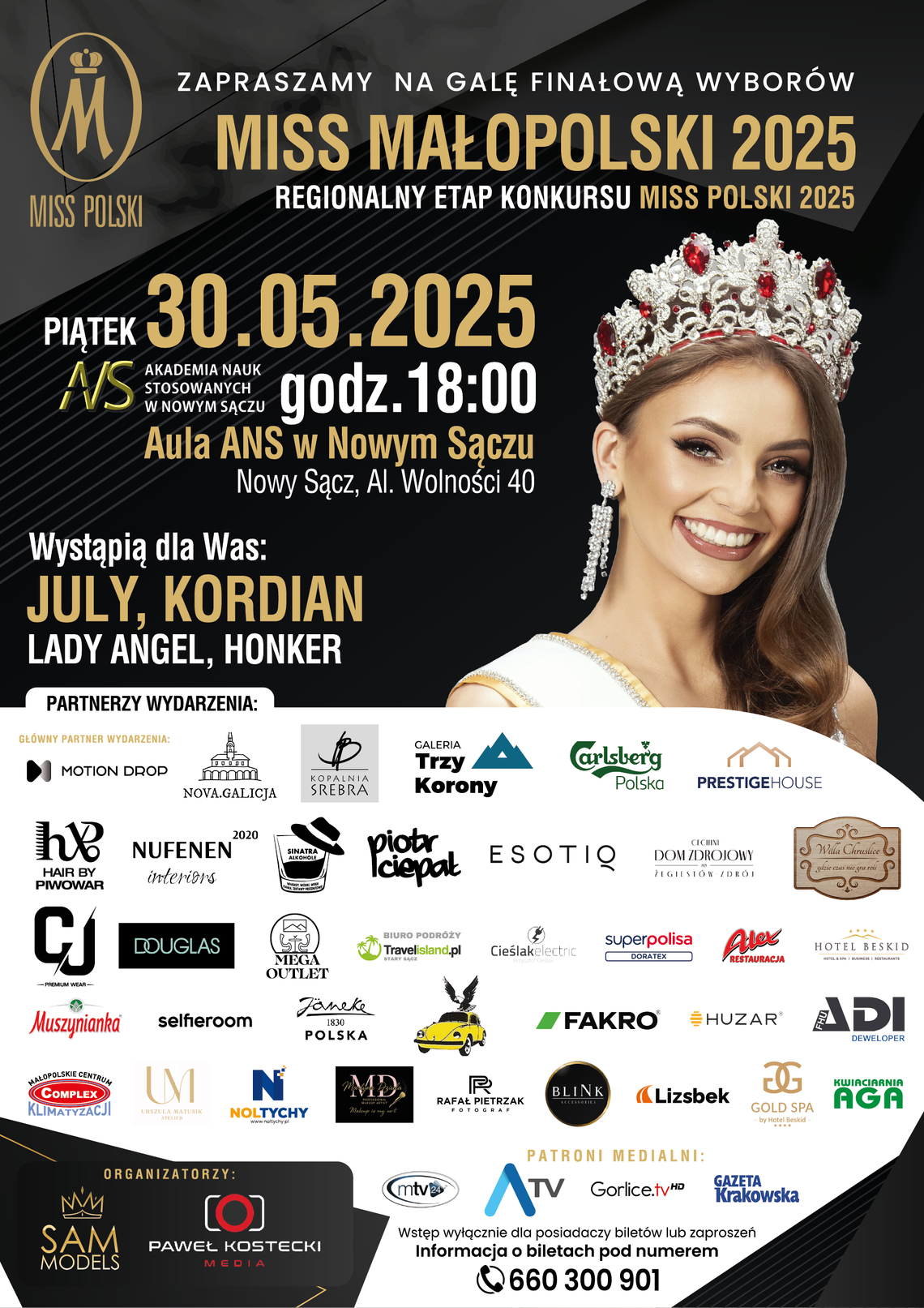 Zapraszamy na Galę Finałową Wyborów Miss Małopolski 2025