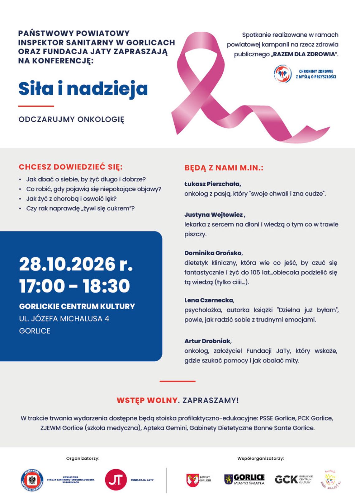 Zapraszamy na konferencję ph. "SIŁA I NADZIEJA. ODCZARUJMY ONKOLOGIĘ" Zapraszamy na konferencję ph. "SIŁA I NADZIEJA. ODCZARUJMY ONKOLOGIĘ"